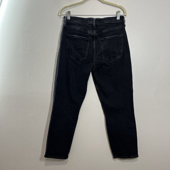 Agolde Riley High Rise Straight Crop Jeans in Panoramic Washed Black Size 28 - Picture 7 of 11
